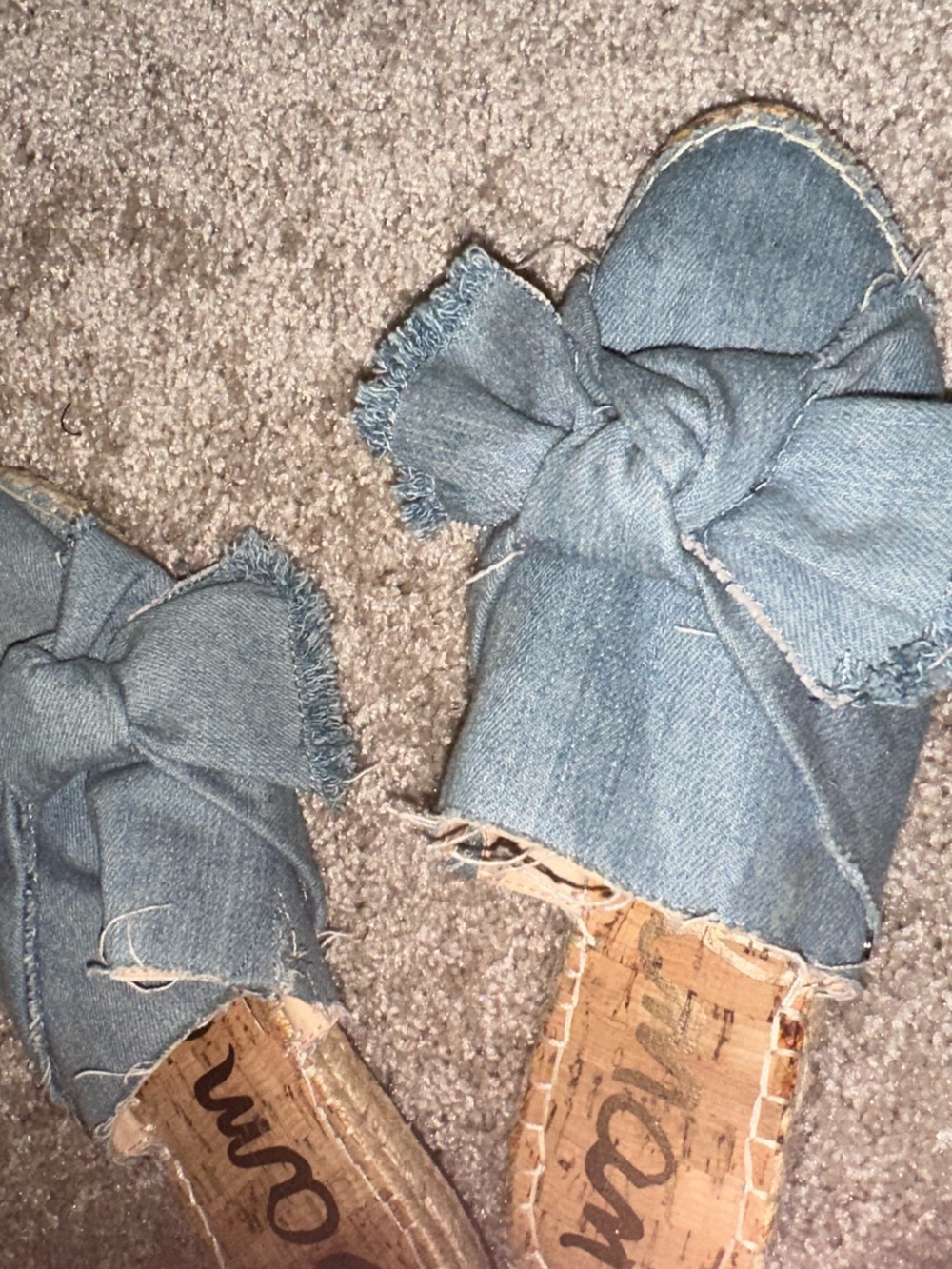 Sam Edelman Light Blue Frayed Denim Knot Mules - Picture 5 of 5